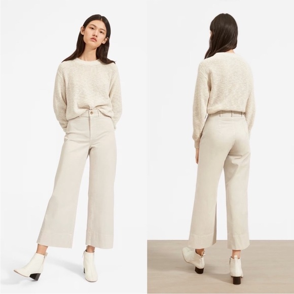 EVERLANE The Lightweight Cotton Wide Leg Crop Twill Pants - Picture 1 of 10